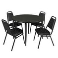 thumbnail image 1 of Regency Kahlo 48 in. Round Breakroom Table- Ash Grey Top, Black Base & 4 Restaurant Stack Chairs- Black, 1 of 8