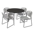 thumbnail image 1 of Regency Kahlo 48 in. Round Breakroom Table- Ash Grey Top, Chrome Base & 4 Zeng Stack Chairs- Grey, 1 of 8