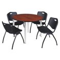 thumbnail image 1 of Regency Kahlo 48 in. Round Breakroom Table- Cherry Top, Chrome Base & 4 M Stack Chairs- Black, 1 of 8