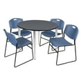 thumbnail image 1 of Regency Kahlo 48 in. Round Breakroom Table- Grey Top, Chrome Base & 4 Zeng Stack Chairs- Blue, 1 of 8