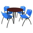 thumbnail image 1 of Regency 48 in. Round Breakroom Table- Mahogany Top, Black Base & 4 M Stack Chairs- Blue, 1 of 9
