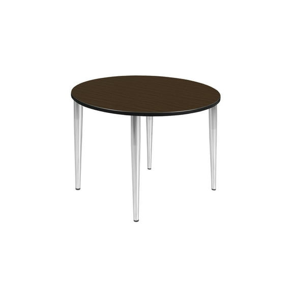 Regency Kahlo 48 in. Round Breakroom Table- Neo Walnut Top, Chrome Tapered Legs