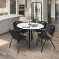 thumbnail image 1 of Regency Kahlo 48 in. Round Breakroom Table- White, Black Base & 4 M Stack Chairs- Black, 1 of 8