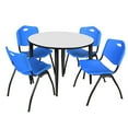 thumbnail image 1 of Regency Kahlo 48 in. Round Breakroom Table- White, Black Base & 4 M Stack Chairs- Blue, 1 of 8