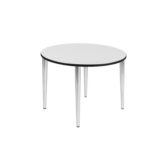 Regency Kahlo 48 in. Round Breakroom Table- White Top, Chrome Tapered Legs
