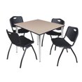 thumbnail image 1 of Regency Kahlo 48 in. Square Breakroom Table- Beige Top, Chrome Base & 4 M Stack Chairs- Black, 1 of 8