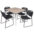 thumbnail image 1 of Regency Kahlo 48 in. Square Breakroom Table- Beige Top, Chrome Base & 4 Zeng Stack Chairs- Black, 1 of 8