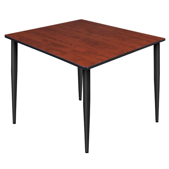 Regency Kahlo 48 in. Square Breakroom Table- Cherry Top, Black Tapered Legs