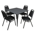 thumbnail image 1 of Regency Kahlo 48 in. Square Breakroom Table- Grey Top, Black Base & 4 Restaurant Stack Chairs- Black, 1 of 8