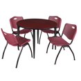 thumbnail image 1 of Regency Kahlo 48 in. Round Breakroom Table- Mahogany Top, Black Base & 4 M Stack Chairs- Burgundy, 1 of 9