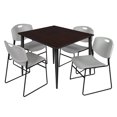 thumbnail image 1 of Regency Kahlo 48 in. Square Breakroom Table- Mocha Walnut Top, Black Base & 4 Zeng Stack Chairs- Grey, 1 of 8