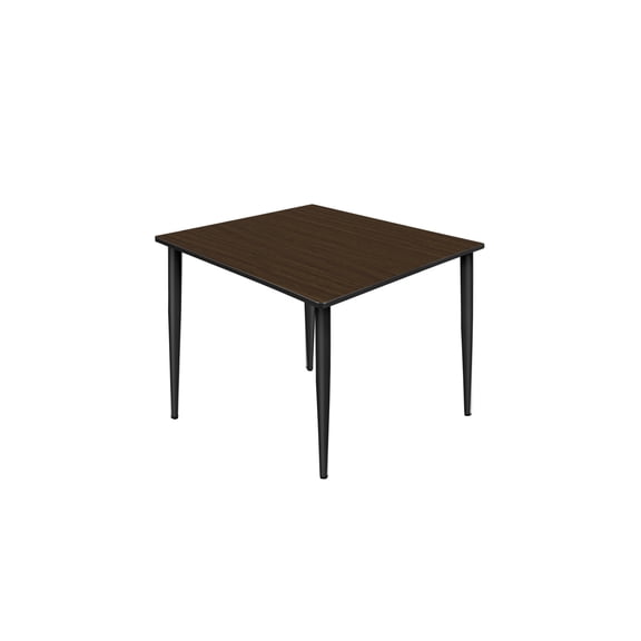 Regency Kahlo 48 in. Square Breakroom Table- Neo Walnut Top, Black Tapered Legs