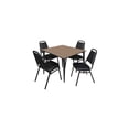 thumbnail image 1 of Regency Kahlo 48 in. Square Breakroom Table- Noble Oak Top, Black Base & 4 Restaurant Stack Chairs- Black, 1 of 10
