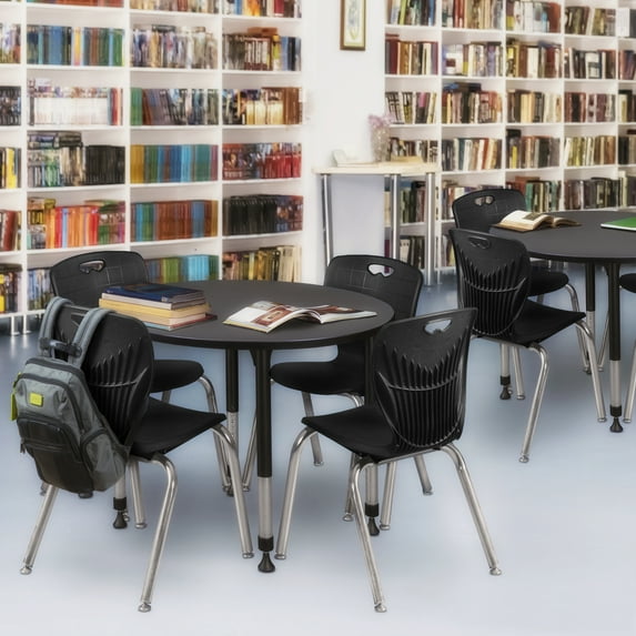 Regency Kee 30 in.Round Height Adjustable Classroom Activity Table- Grey