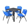 thumbnail image 1 of Regency 30 in Square Breakroom Table- Grey Top, Black Legs, 4 M Stack Chairs- Blue, 1 of 8