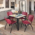 thumbnail image 1 of Kee 30" Square Breakroom Table- Maple/ Black & 4 'M' Stack Chairs- Burgundy, 1 of 8