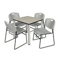 thumbnail image 1 of Regency Kee 30" Square Breakroom Table- Maple/ Chrome & 4 Zeng Stack Chairs- Grey, 1 of 5