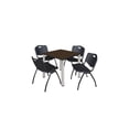 thumbnail image 1 of Regency Kee 30" Square Breakroom Table- Neo Walnut/ Chrome & 4 'M' Stack Chairs- Black, 1 of 8
