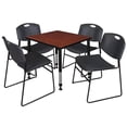 thumbnail image 1 of Regency Kee 30" Square Height Adjustable  Classroom Table - Cherry & 4 Zeng Stack Chairs- Black, 1 of 8