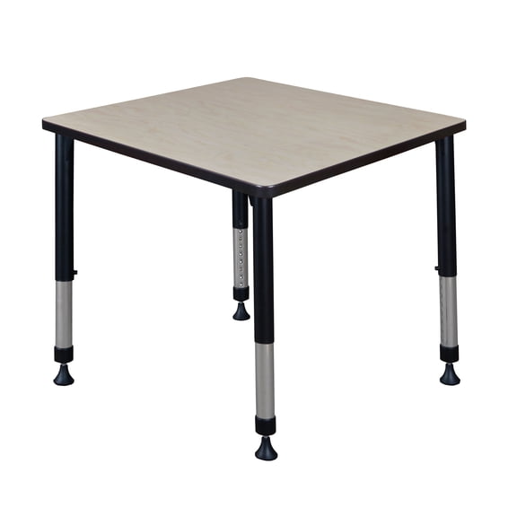 Square Square Classroom Tables, 30 W, 30 L, 23-34 H, Wood, Metal, Maple