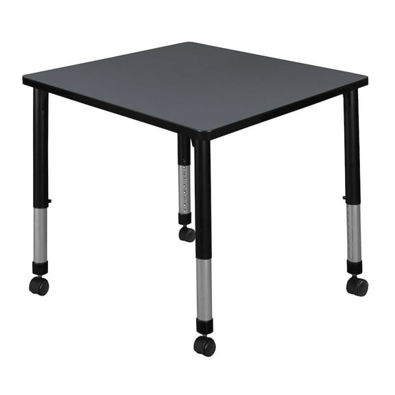 Regency 30 in. Square Height Adjustable Mobile Classroom Activity Table- Grey