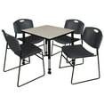 thumbnail image 1 of Regency 30 Square Mobile Adjustable Classroom Table- Maple & 4 Zeng Stack Chairs- Black, 1 of 8