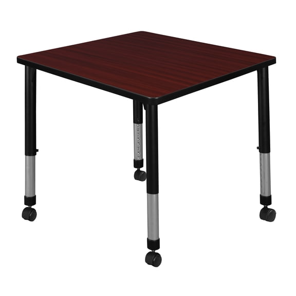Regency 30 in. Square Height Adjustable Moblie Classroom Activity Table- Mahogany