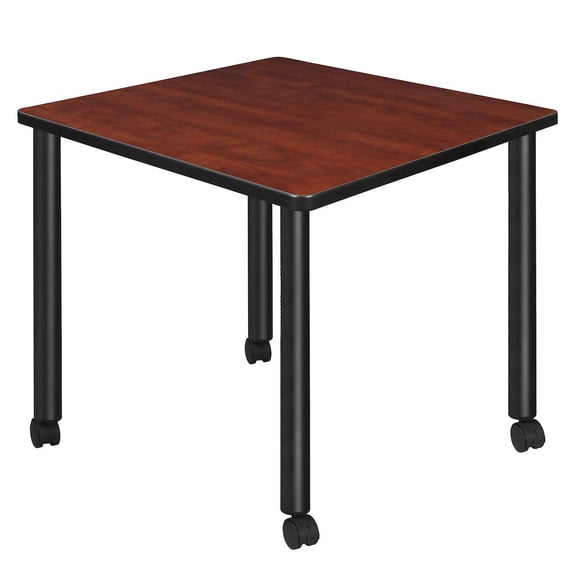 Regency Small 30 in. Square Breakroom Table- Cherry Top, Black Mobile Legs