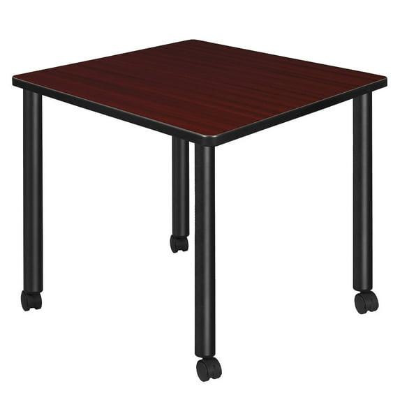 Regency Small 30 in. Square Breakroom Table- Mahogany Top, Black Mobile Legs