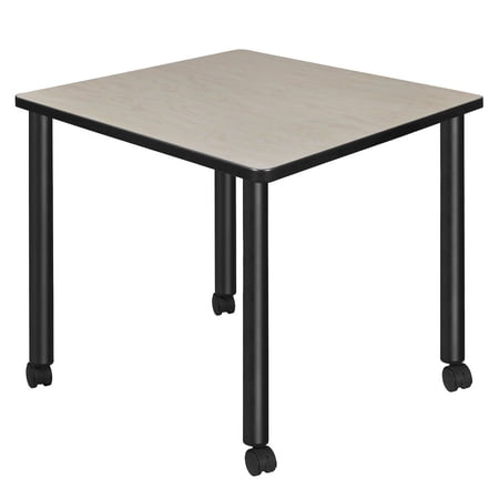 Regency Kee Small 30 in. Square Breakroom Table- Maple Top, Black Mobile Legs