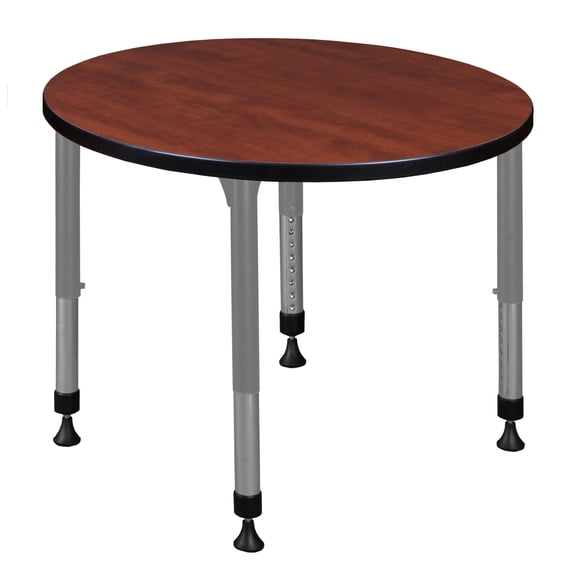 Regency Kee 30 in.Round Height Adjustable Classroom Activity Table- Cherry Top & Grey Base