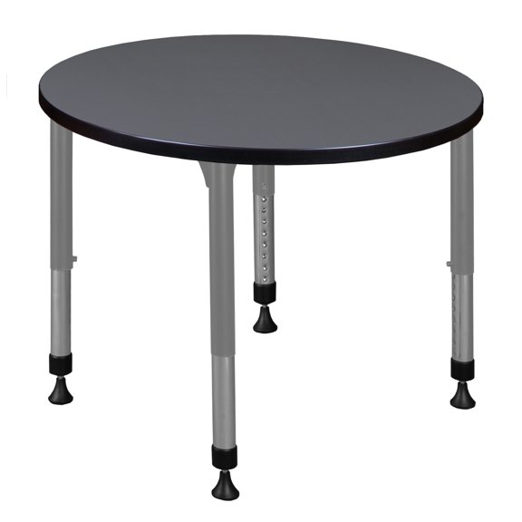 Regency Kee 30 in.Round Height Adjustable Classroom Activity Table- Grey Top & Grey Base