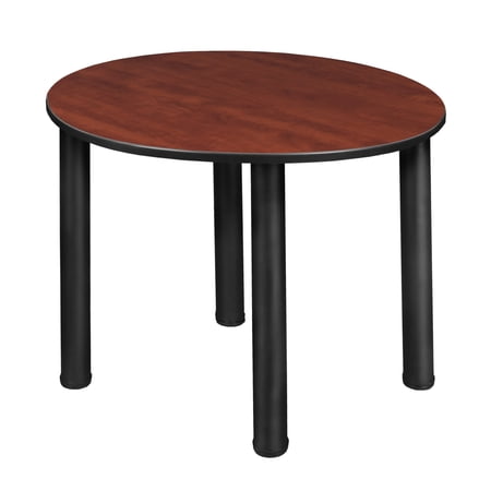 Regency Kee 30 in. Round Slim Breakroom Table Table - Cherry Top, Black Legs