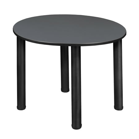 Regency Kee 30 in. Round Slim Breakroom Table Table - Grey Top, Black Legs