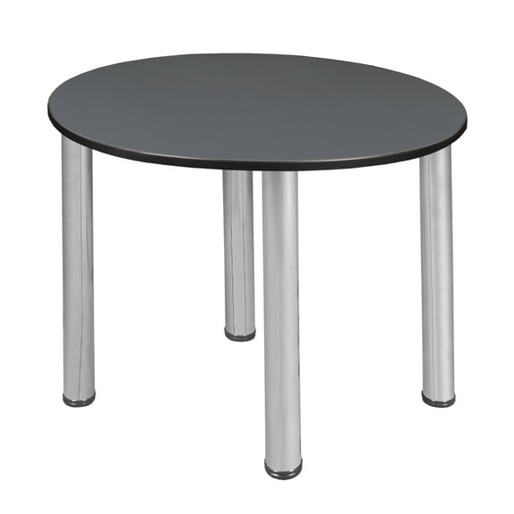 Regency Kee 30 in. Round Slim Breakroom Table Table - Grey Top, Chrome Legs