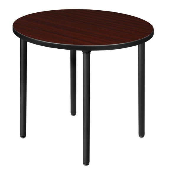 Regency Kee 30 in. Small Round Breakroom Table- Mahogany Top, Black Folding Legs