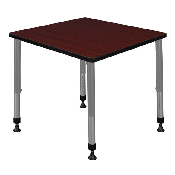 Regency Kee 30 in.Square Height Adjustable Classroom Activity Table- Mahogany & Grey Base