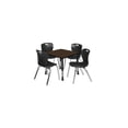 thumbnail image 1 of Regency Kee 30 in. Square Mobile Adjustable Classroom Table- Neo Walnut Top, Black Base & 4 Andy 18 in. Black Stack Chairs, 1 of 9