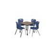 thumbnail image 1 of Regency Kee 30 in. Square Mobile Adjustable Classroom Table- Noble Oak Top, Grey Base & 4 Andy 18 in. Blue Stack Chairs, 1 of 9