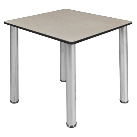 Regency Kee 30 in. Square Slim Breakroom Table Table - Maple Top, Chrome Legs