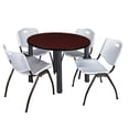 thumbnail image 1 of Regency 36 in Round Breakroom Table- Mahogany Top, Black Legs, 4 M Stack Chairs- Grey, 1 of 7