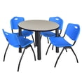 thumbnail image 1 of Regency 36 in Round Breakroom Table- Maple Top, Black Legs, 4 M Stack Chairs- Blue, 1 of 7