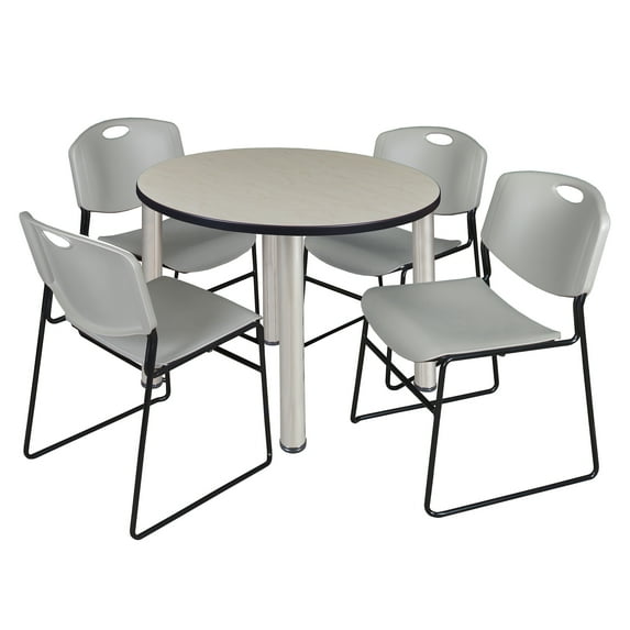 Regency Kee 36" Round Breakroom Table,Maple/ Chr TB36RNDPLBPCM44GY