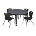 thumbnail image 1 of Regency 36 Round Adjustable Classroom Table- Grey & 4 Andy 12 Stack Chairs- Black, 1 of 7