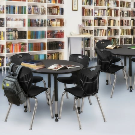 Tables > Height Adjustable > Round Table & Chair Sets, 36 W, 36 L, 23-34 H, Grey