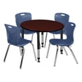 thumbnail image 1 of Regency Kee 36 in. Round Adjustable Classroom Table- Mahogany & 4 Andy 18 in. Stack Chairs- Blue, 1 of 6