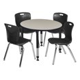 thumbnail image 1 of Regency Kee 36" Round Height Adjustable Classroom Table - Maple & 4 Andy 18-in Stack Chairs- Black, 1 of 6