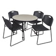 thumbnail image 1 of Regency Kee 36" Round Height Adjustable Classroom Table - Maple & 4 Zeng Stack Chairs- Black, 1 of 6