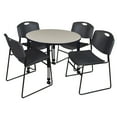 thumbnail image 1 of Regency 36 Round Mobile Adjustable Classroom Table- Maple & 4 Zeng Stack Chairs- Black, 1 of 7