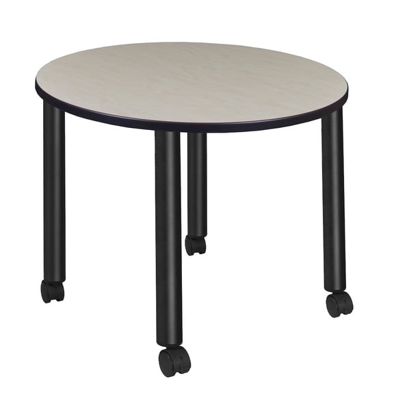 Regency Medium 36 in. Round Breakroom Table- Maple Top, Black Mobile Legs